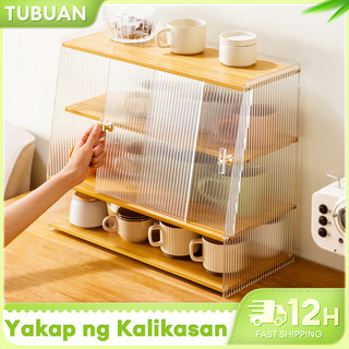 Acrylic Cup Holder With Dustproof Design Desk Storage Rack With Cover Home Office Cupboards