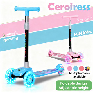 High Quality Flashing 3 Wheels Scooter Kids Light up LED Adjustable Outdoor Toys for Boys Girls gift