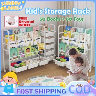 Kids Book Shelf Organizer Toy Organizer Storage Rack 5 Layers Kids Shelves With Wheels Book Shelf