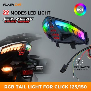 Honda Click 125/150 v3 Tail Light RGB 22 Modes LED Motorcycle  Color Headlight Spotlights Plug/Play