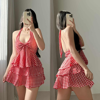 DBS LINDSEY BACKLESS HALTER TERNO SKIRT SET Crepe Fabric SMALL to SEMI-LARGE Casual Sexy Cute Korean