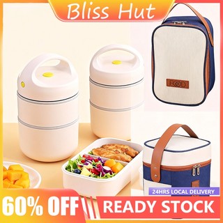 Vacuum Soup Cup Food Container Double Layers Thermal Lunch Box Stainless Steel With Spoon Microwave