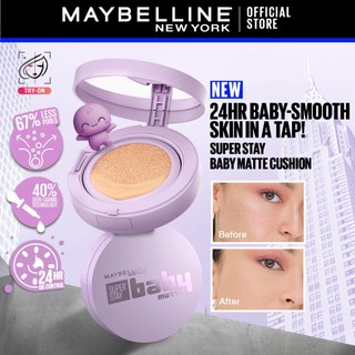 Maybelline Super Stay Baby Matte Cushion Foundation - 24H Pore Blurring Matte, Oil Control, Smooth