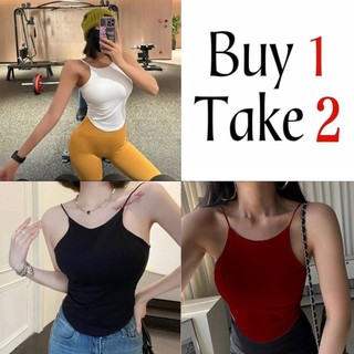 Buy 1 Take 2(3PCS)No Padded Sexy Basic Camisole Cropped Top Summer Slim Tank Plain Casual Womenswear