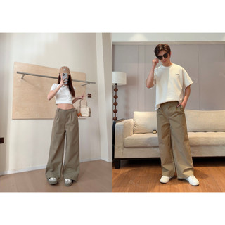 Pure Cotton Slim Commuter Casual Pants Wideleg Unisex Non-Gartered High Waist Straight Tro