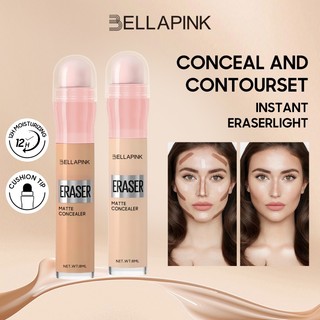 BELLAPINK 12 hour makeup holding double head concealer - instant eraser, moisturizing powder