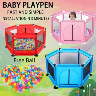Baby Playpen For Baby Free Ball With Foam And Indoor Breathable Mesh Playfence Trampoline