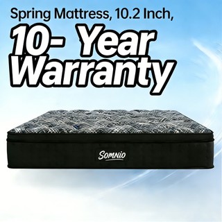 SOMNIO 10.2 inch Memory Foam with Bamboo Charcoal Fabric Independent Spring Mattress Ergonomic