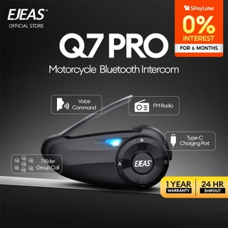 [0% Interest 6 Months SPayLater] EJEAS Q7 Bluetooth 5.0 Motorcycle Intercom Helmet Headset 7 Riders