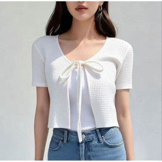 Buy 1 Take 1 ~ Lorielle Fashion Womenswear Casual Plain Bow Cardigans Short Sleeve