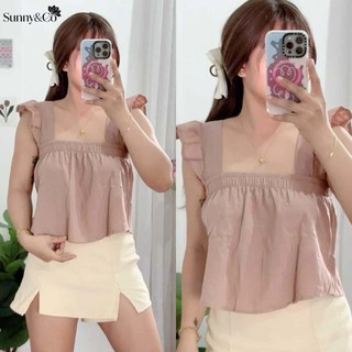 Sunny&Co Cotton Linen Butterfly Sleeveless Daily Flowy Crop Top Women Blouse