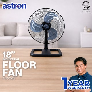Astron PHOENIX 18" Industrial Electric Floor Fan - Black | Metal Blade | Heavy Duty | 70W