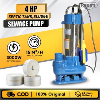 REAIM Submersible Water Pump Heavy Duty 4HP Flood pump Sewage pump septic tank pump flood water pump
