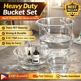 Plastic Clear Hand Bucket Laundry Bucket Thick Transparent Timba Tabo Basin for Home or Dormitory