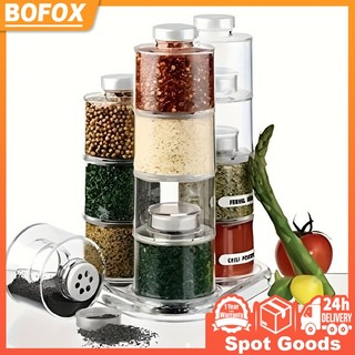 6PCS Transparent Plastic Multi-Purpose Sealed Seasoning Jars Stackable Seasoning Storage Bottles