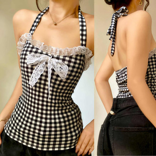 DBS ADELA HALTER LACE TOP Quality Crepe Fabric SMALL to MEDIUM Casual Sexy Casual Cute Korean Summer