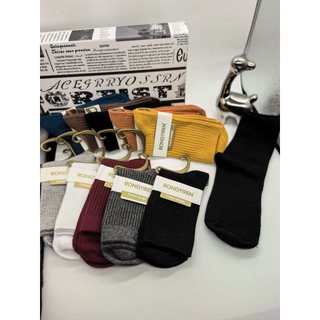 Shane Solld color Mid cut cotton Socks White socks Black socks Style W24-2