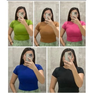 MR&Z BASIC FULL LENGTH DOUBLE LINING TOP COTTON SPANDEX T-SHIRT ROUNDNECK