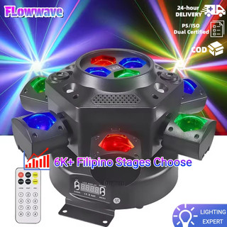 Flowwave 6 Arm Disco Light Moving Head Light 4 Bee Led Laser Strobe RGBW Rotate Stage KTV Christmas