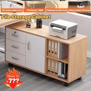 Office File Cabinet Wooden Lockable Low Storage Cabine Drawer Movable Home Bookcase Data Lock Cabint
