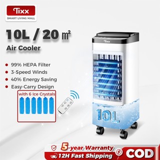 Tixx Air Cooler Fan Inverter Portable Aircon 40% Energy Saving 10L Button/Remote Control with Wheels