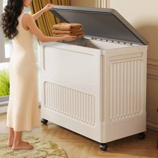 Dustproof Foldable Plastic Storage Box Large Capacity Clothes Toy Organizer Boxes With Wheels