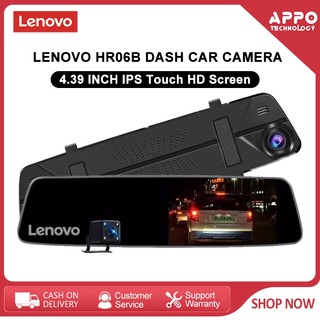 LENOVO HR06B 4.39 inch Dual Lens FHD 1080P Car DVR Rearview Mirror Camera IPS Touch Screen Dash Cam