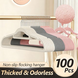 Non-slip Velvet Hangers Space-saving Elegant Coat Clothes Hanger Flocked Anti-Distortion Hanger