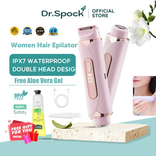 Dr.spock 2 in 1 Electric Epilator Hair Trimmer For Women/Waterproof Double Head Shaver Hair Remover