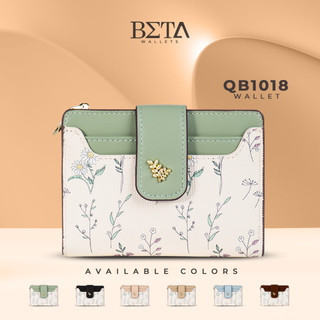 BETA Women Elegant Leather Wallet Students Floral Card Holder Wallets Coin Purse For Woman QB1018