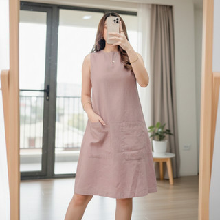 Linen Bangkok Dress: Elegant Comfort with Front Pockets in a Spectrum of Colors