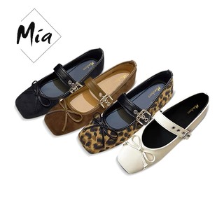 MIA Shoes for Women Square-Toed Bow Flats French Buckle Design Ballet Shoes for Casual