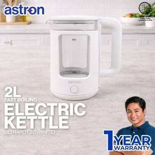 Astron ULTRAPOT2.0L Electric Glass Kettle - White | 2L | Fast Boil | LED Indicator | 1500W