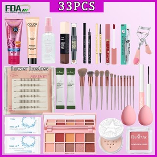 33PCS Makeup Set Powder Blush  BB Cream Lipstick Concealer 3D Eyelashes Beginner Combination Kit