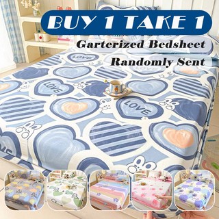 Buy 1 Take 1 Colorful Fully Garterized Bedsheet Fitted Bed Sheet Canadian Cotton Bed Sheet