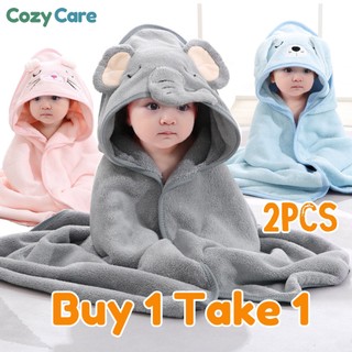 Baby Blanket Hooded Baby Swaddle Coral Fleece Beach Bath Towel with Hood for Kids Toddler 80*80cm