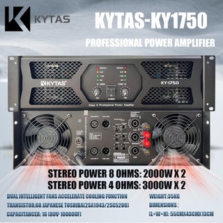KYTAS Pure Copper High Power Amplifier 2000W x 2 Channels 123V Voltage 8 Ohms