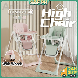 S&F High Chair for Baby Feeding Height Adjustable with Footrest Foldable Eating Chair with Tray