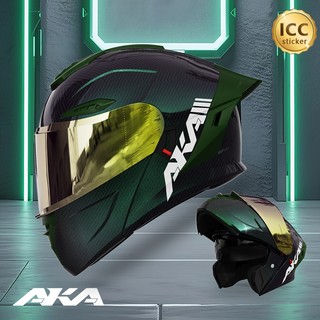 AKA911 Carbon Fiber Full Face Motorcycle Helmet HD Dual Mirror Breathable Lining Safety Protection