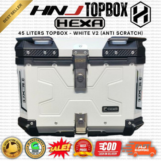 Topbox Only HNJ Hexa V2 Anti Scratch - 45L Alloy Motorcycle Top Box Free Baseplate and Backrest