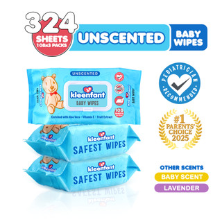 Kleenfant Baby Wipes Unscented 108 Sheets Pack of 3 Newborn Baby Essentials Wet Wipes