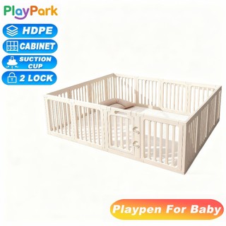 【PlayPark】Playpen For Baby Children Fence 4th Gen Version Queen/King Size COD&Warranty White Plastic