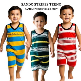 R1L2 (6 PAIRS) Sando Terno Stripes for boys kids Bundle 3pairs assorted color