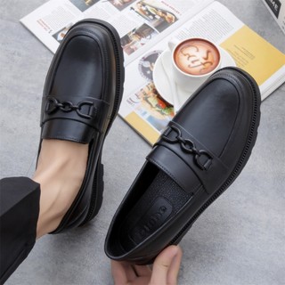 Men's Black Loafers Waterproof Office Shoes Non-slip Rubber School Footwear easy on Slip on shoes
