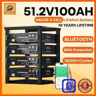 48V 100Ah LiFePO4 Lithium Battery, 5.12kWh Capacity, Server Rack Battery with Bluetooth, 6000 Cycles