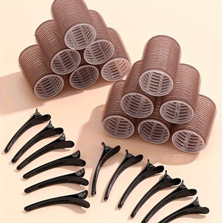 24pcs Self Grip Hair Rollers Set withFolding Pocket Comb and Hairpins-Salon-Quality Hair Dressing