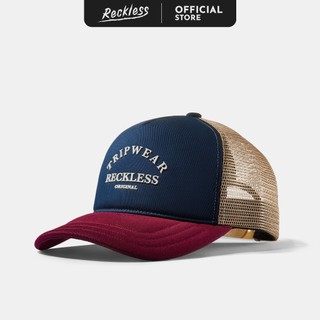 Reckless Lifestyle Trucker Cap Unisex, Cotton Khaki Fabric, Breathable Mesh Panel, Heat Logo