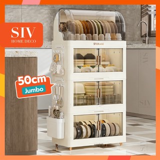 SIV Plastic Dish Cabinet Foldable Dish Drainer Drying Rack Aesthetic With Cover For Plates Bowls