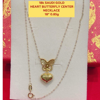PAWNABLE 18k SAUDI GOLD HEART/ BUTTERFLY CENTER NECKLACE