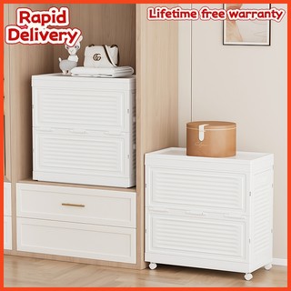 Large capacity 3-door storage box with wheels, foldable and durable clothing and toy storage box
